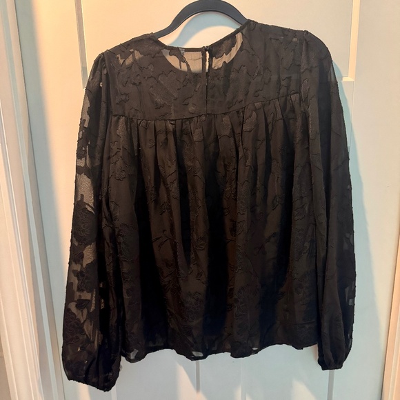 Women's long sleeve blouse, Black, L, EUC, Lace embroidery - Picture 5 of 12